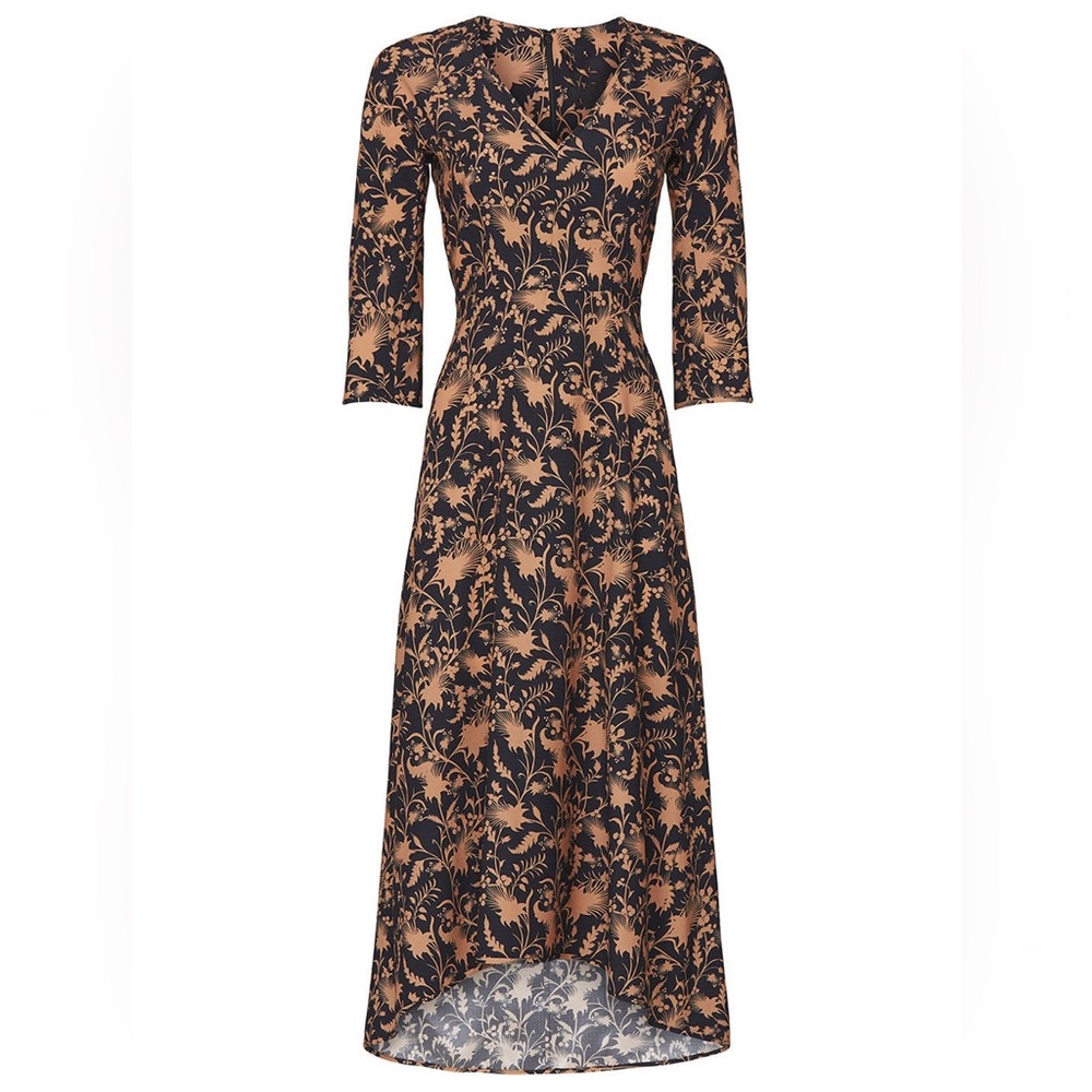 Isie Black and Tan Silk Floral Dress Zero + Maria Cornejo